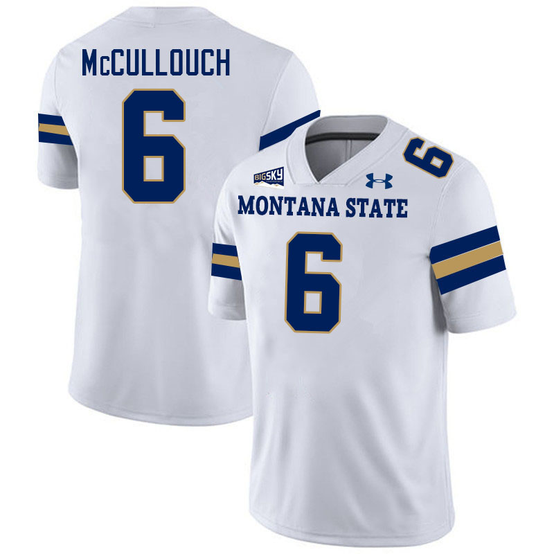 Men #6 Ty McCullouch Montana State Bobcats Jerseys Football Stitched-White